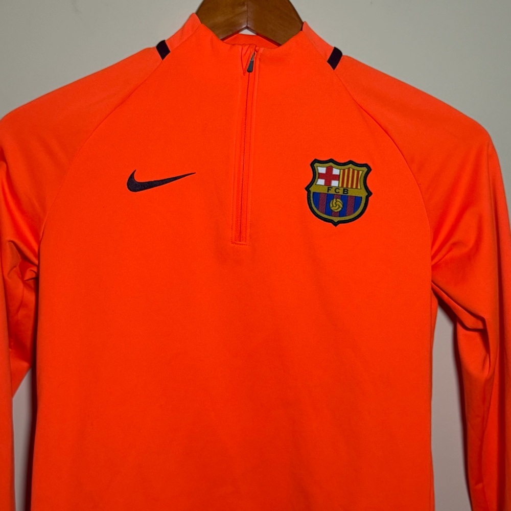 Nike Barca Youth Training Top Quarter Zip Orange FC Barcelona Boys M